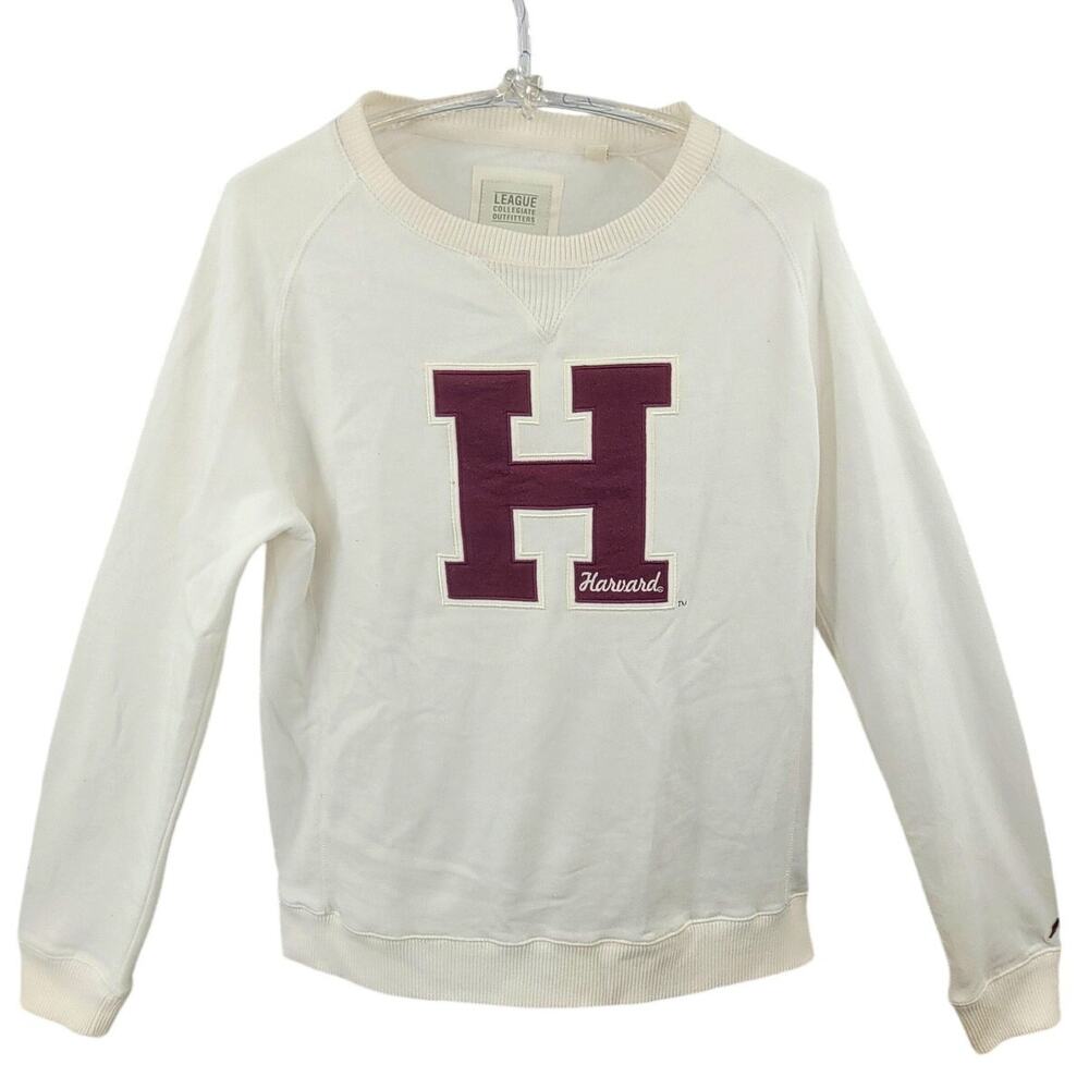 Harvard University Cream Maroon‎ Collegiate H Sweatshirt Loungewear Preppy